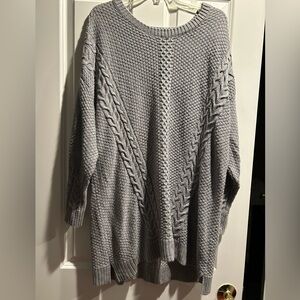 Avenue Soft Gray Knit Women’s Oversized Sweater Top Sz 14/16